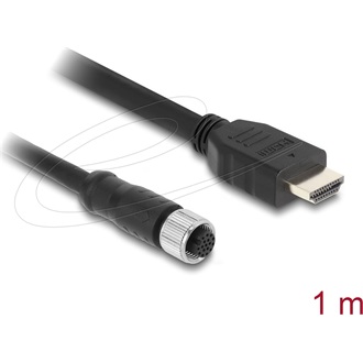 Delock M12 17pin A-code -> HDMI 1.4 F/M video kábel 1m fekete