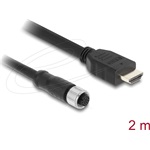 Delock M12 17pin A-code -> HDMI 1.4 F/M video kábel 2m fekete