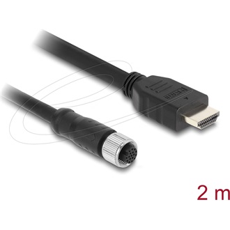 Delock M12 17pin A-code -> HDMI 1.4 F/M video kábel 2m fekete