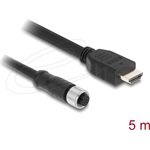Delock M12 17pin A-code -> HDMI 1.4 F/M video kábel 5m fekete