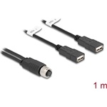 Delock M12 kábel A-kódú, 8 tűs anya- 2 x USB 2.0 A-típusú anya 1 m fekete
