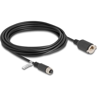 Delock M12 kábel A-kódú 8 tűs anya - RJ45 anya Cat.5e FTP installálásához 5 m, fekete