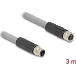 Delock M12 kábel L-kódolt 5 tűs apa - anya PUR húzóláncokhoz alkalmas 3 m szürke
