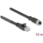 Delock M12 kábel X-kódolt 8 tűs apa - RJ45 anya Cat.5e S/FTP flexibilis 10 m fekete
