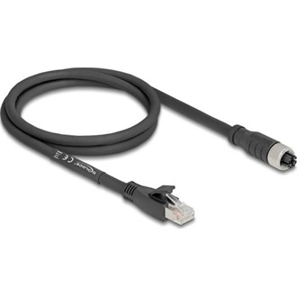 Delock M12 kábel X-kódolt 8 tűs apa - RJ45 anya Cat.5e S/FTP flexibilis 1 m fekete