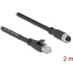 Delock M12 kábel X-kódolt 8 tűs apa - RJ45 anya Cat.5e S/FTP flexibilis 2 m fekete