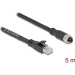 Delock M12 kábel X-kódolt 8 tűs apa - RJ45 anya Cat.5e S/FTP flexibilis 5 m fekete