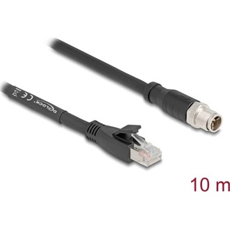 Delock M12 kábel X-kódolt 8 tűs apa - RJ45 apa Cat.5e S/FTP flexibilis 10 m fekete