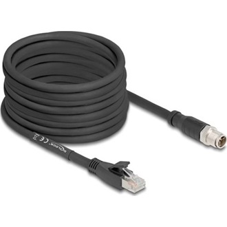Delock M12 kábel X-kódolt 8 tűs apa - RJ45 apa Cat.5e S/FTP flexibilis 10 m fekete
