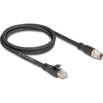 Delock M12 kábel X-kódolt 8 tűs apa - RJ45 apa Cat.5e S/FTP flexibilis 1 m fekete