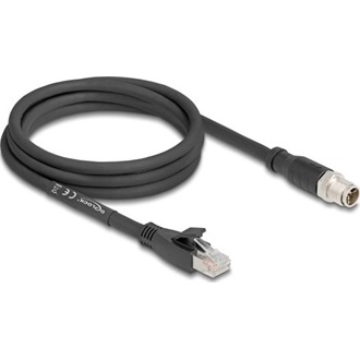 Delock M12 kábel X-kódolt 8 tűs apa - RJ45 apa Cat.5e S/FTP flexibilis 2 m fekete