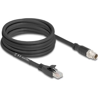 Delock M12 kábel X-kódolt 8 tűs apa - RJ45 apa Cat.5e S/FTP flexibilis 5 m fekete