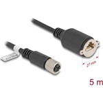 Delock M12 kábel X-kódú 8 tűs anya - RJ45 anya Cat.6A S/FTP installálásához 5 m, fekete
