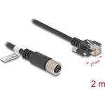 Delock M12 kábel X-kódú 8 tűs anya - RJ45 apa csavarokkal Cat.6A S/FTP 2 m hosszú fekete