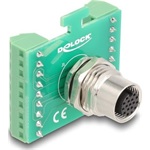 Delock M12 transzfer modul adapter 17 tűs A-kódú anya - 18 tűs sorkapocs installáláshoz