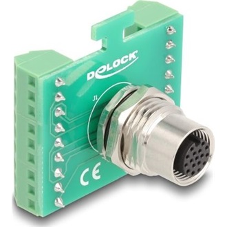 Delock M12 transzfer modul adapter 17 tűs A-kódú anya - 18 tűs sorkapocs installáláshoz