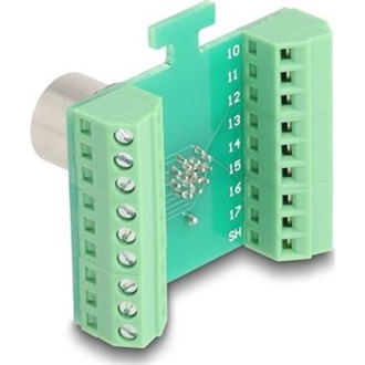 Delock M12 transzfer modul adapter 17 tűs A-kódú anya - 18 tűs sorkapocs installáláshoz