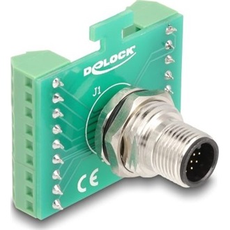 Delock M12 transzfer modul adapter 17 tűs A-kódú apa - 18 tűs sorkapocs installáláshoz