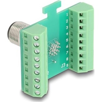 Delock M12 transzfer modul adapter 17 tűs A-kódú apa - 18 tűs sorkapocs installáláshoz