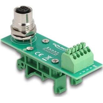 Delock M12 transzfer modul adapter 4 tűs A-kódú anya - 5 tűs sorkapocs DIN sínhez