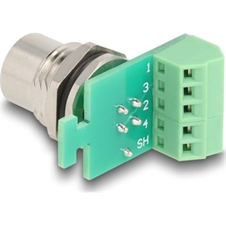 Delock M12 transzfer modul adapter 4 tűs A-kódú anya - 5 tűs sorkapocs installáláshoz