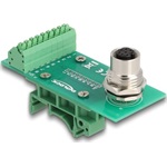 Delock M12 transzfer modul adapter 8 tűs A-kódú anya - 9 tűs sorkapocs DIN sínhez