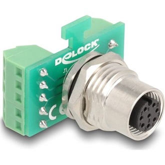 Delock M12 transzfer modul adapter 8 tűs A-kódú anya - 9 tűs sorkapocs installáláshoz