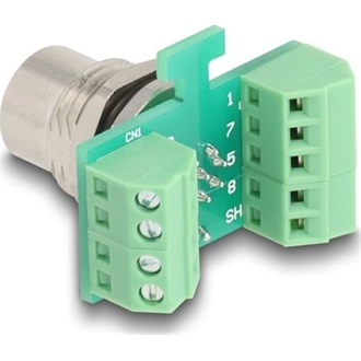 Delock M12 transzfer modul adapter 8 tűs A-kódú anya - 9 tűs sorkapocs installáláshoz