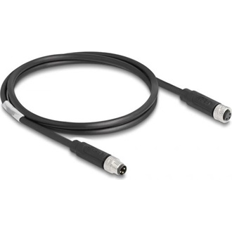 Delock M8 3pin A-code -> M8 3pin A-code M/F adatkábel 1m fekete TPU