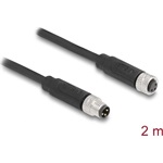 Delock M8 3pin A-code -> M8 3pin A-code M/F adatkábel 2m fekete TPU