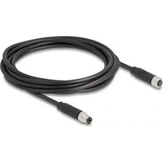 Delock M8 3pin A-code -> M8 3pin A-code M/F adatkábel 3m fekete TPU