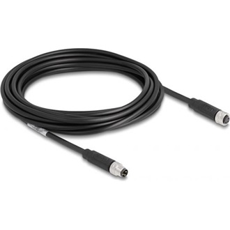 Delock M8 3pin A-code -> M8 3pin A-code M/F adatkábel 5m fekete TPU