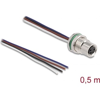 Delock M8 4pin A-code -> nyitott vezeték F/M adatkábel 0.5m