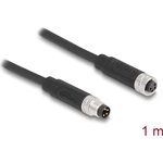 Delock M8 4pin A-code -> M8 4pin A-code M/F adatkábel 1m fekete TPU