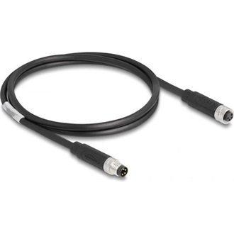 Delock M8 4pin A-code -> M8 4pin A-code M/F adatkábel 1m fekete TPU