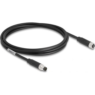 Delock M8 4pin A-code -> M8 4pin A-code M/F adatkábel 2m fekete TPU