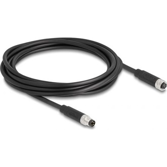 Delock M8 4pin A-code -> M8 4pin A-code M/F adatkábel 3m fekete TPU