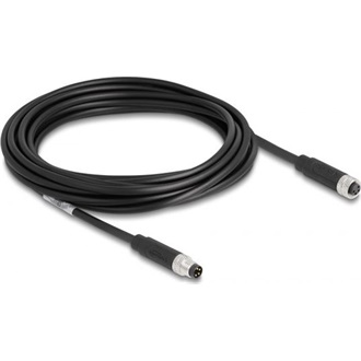 Delock M8 4pin A-code -> M8 4pin A-code M/F adatkábel 5m fekete TPU