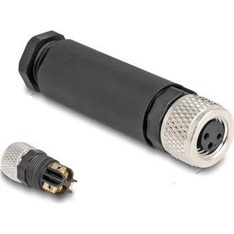 Delock M8 Csatlakozó A-kódolású, 3 tűs anya csavarozható kapcsolat