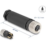 Delock M8 Csatlakozó A-kódolású, 3 tűs anya csavarozható kapcsolat