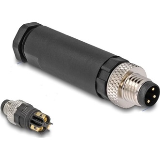 Delock M8 Csatlakozó A-kódolású, 3 tűs apa csavarozható kapcsolat