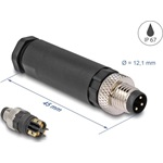 Delock M8 Csatlakozó A-kódolású, 3 tűs apa csavarozható kapcsolat