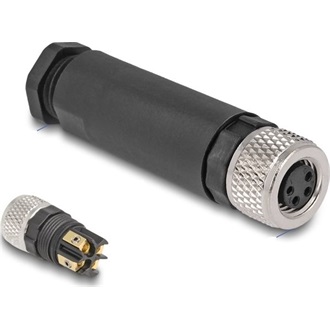 Delock M8 Csatlakozó A-kódolású, 4 tűs anya csavarozható kapcsolat