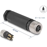 Delock M8 Csatlakozó A-kódolású, 4 tűs anya csavarozható kapcsolat