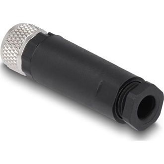 Delock M8 Csatlakozó A-kódolású, 4 tűs anya csavarozható kapcsolat