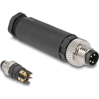 Delock M8 Csatlakozó A-kódolású, 4 tűs apa csavarozható kapcsolat