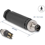 Delock M8 Csatlakozó A-kódolású, 4 tűs apa csavarozható kapcsolat