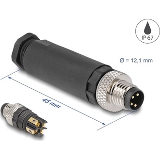 Delock M8 Csatlakozó A-kódolású, 4 tűs apa csavarozható kapcsolat