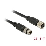 Delock M8 Sensor- / Aktorkabel 6 Pin Stecker zu 6 Pin Buchse wasserdicht 2 m Delock