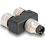 Delock M8 Y-megosztó A-kódolt 4 tűs 1 x apa - 2 db. hüvely párhuzamos kapcsolással